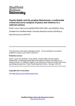 Charlie Hebdo and the Prophet Muhammad: a Multimodal Critical Discourse Analysis of Peace and Violence in a Satirical Cartoon