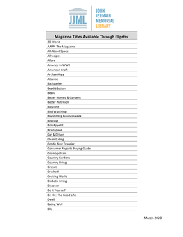 Magazine Titles Available Through Flipster