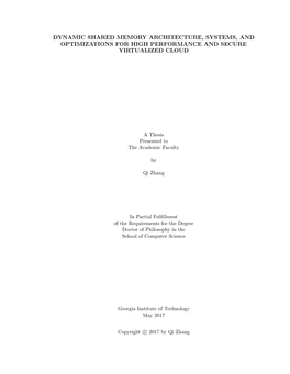 Dynamic Shared Memory Architecture, Systems, and Optimizations for High Performance and Secure Virtualized Cloud