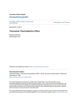 Transverse Thermoelectric Effect