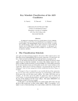 Key Schedule Classification of the AES Candidates