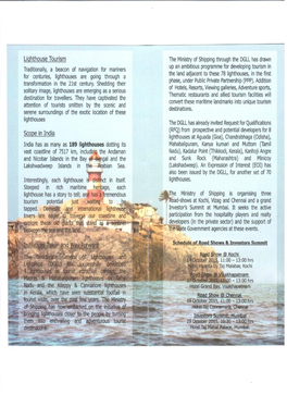 Promoting Tourism at Lighthouses 06-07 List of Lighthouses Identified for Tourism Development