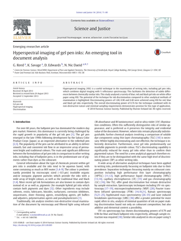 Hyperspectral Imaging of Gel Pen Inks: an Emerging Tool in Document Analysis