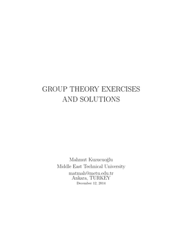 Group Theory Exercises and Solutions