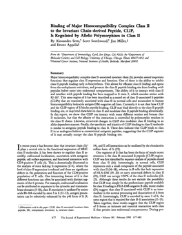 Binding of Major Histocompatibility Complex Class 1I to the Invariant