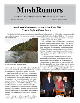 Mushrumors the Newsletter of the Northwest Mushroomers Association Volume 21 Issue 1 January - February 2010