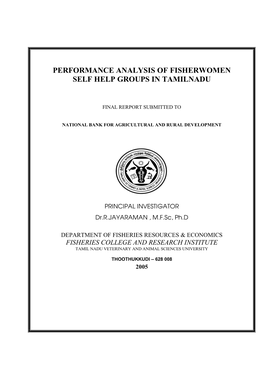 Performance Analysis of Fisherwomen Self Help Groups in Tamil Nadu