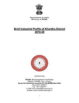 Brief Industrial Profile of Khordha District 2019-20