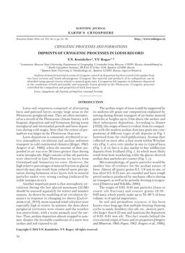 Cryogenic Processes and Formations Imprints of Cryogenic Processes in Loess Record V.N