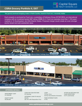 CSRA Grocery Portfolio II, DST