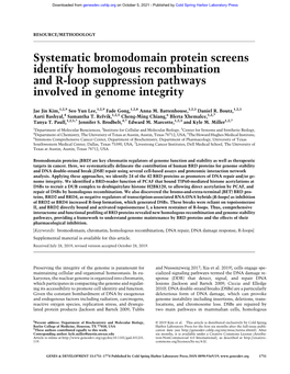 Systematic Bromodomain Protein Screens Identify Homologous Recombination and R-Loop Suppression Pathways Involved in Genome Integrity