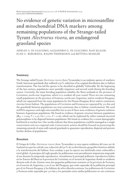 No Evidence of Genetic Variation in Microsatellite and Mitochondrial