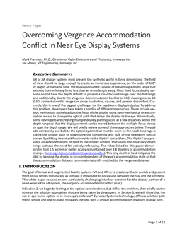 Overcoming Vergence Accommodation Conflict in Near Eye Display Systems