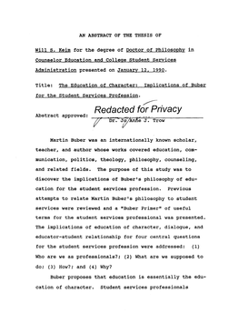 The Education of Character: Implications of Buber for the Student Services Profession