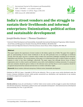 India's Street Vendors and the Struggle to Sustain Their Livelihoods And