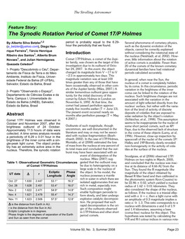 The Synodic Rotation Period of Comet 17/P Holmes