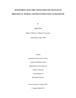 Monitoring Electric Field Induced Changes in Biological Tissues and Phantoms Using Ultrasound