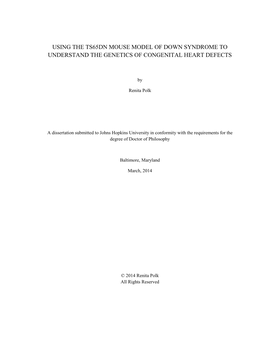 Using the Ts65dn Mouse Model of Down Syndrome to Understand the Genetics of Congenital Heart Defects