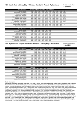 130 Macclesfield - Alderley Edge - Wilmslow - Handforth - Airport - Wythenshawe Timetable Effective From: 11 April 2021