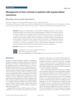 Management of Liver Cirrhosis in Patients with Hepatocellular Carcinoma