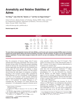 Aromaticity and Relative Stabilities of Azines