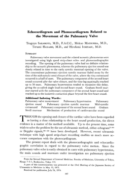 Echocardiogram and Phonocardiogram Related to the Movement of the Pulmonary Valve