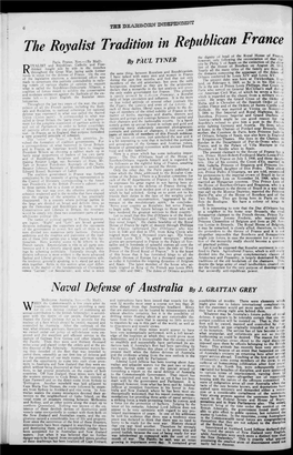 The Royalist Tradition in Republican France Royal House of Frai the Dsfttkj Oi Dcftd Oi the Only Follow the Renunciation Ol That Nov