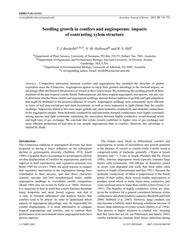 Seedling Growth in Conifers and Angiosperms: Impacts of Contrasting Xylem Structure