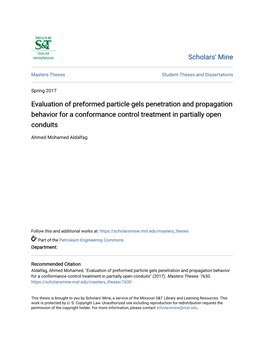 Evaluation of Preformed Particle Gels Penetration and Propagation Behavior for a Conformance Control Treatment in Partially Open Conduits