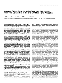 Resolving Gabajbenzodiazepine Receptors: Cellular and Subcellular Localization in the CNS with Monoclonal Antibodies