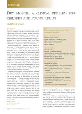 Dry Mouth: a Clinical Problem for Children and Young Adults