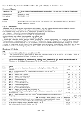 William Wykeham's Household Account Roll - 1393 Apr 01 to 1393 Sep 30 - Translation - Recto