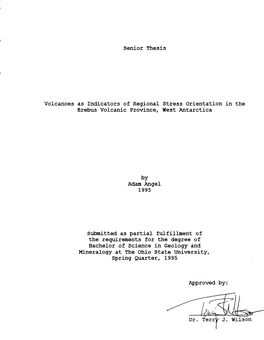 Senior Thesis Volcanoes As Indicators of Regional Stress Orientation In