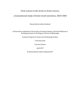 A Transnational Study of Arctic Travel Narratives, 1818-1883