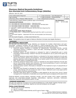 Pharmacy Medical Necessity Guidelines: Non-Steroidal Anti-Inflammatory Drugs (Nsaids) Effective: April 19, 2021