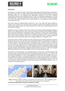 Introduction in This Paper, We Present the Results of Ground-Penetrating Radar (GPR) Measurements Performed in the Church Of
