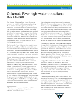 Columbia River High-Water Operations [June 1–14, 2010]