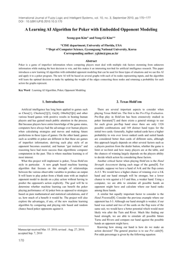 A Learning AI Algorithm for Poker with Embedded Opponent Modeling