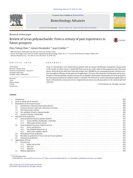 Research Review Paperreview of Levan Polysaccharide: from A