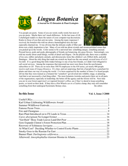 Lingua Botanica a Journal for FS Botanists & Plant Ecologists