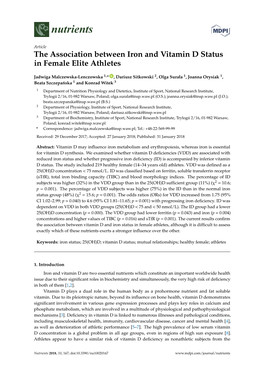 The Association Between Iron and Vitamin D Status in Female Elite Athletes