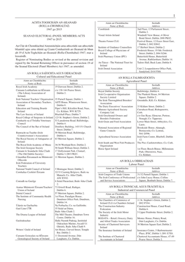 Register of Nominating Bodies As Revised at the Annual Revision and Avenue, Rathfarnham, Dublin 14