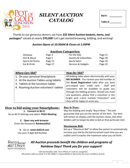 Silent Auction Catalog