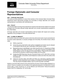 Foreign Diplomatic and Consular Representatives