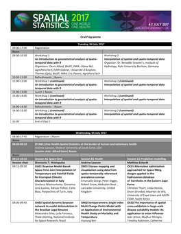 Oral Programme Tuesday, 04 July 2017 09:00-17:00 Registration