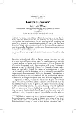 Epistemic Liberalism*