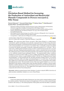 Elicitation-Based Method for Increasing the Production of Antioxidant and Bactericidal Phenolic Compounds in Dionaea Muscipula J