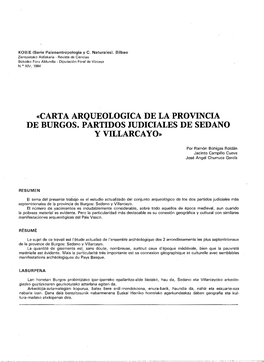 «Carta Arqueologica De La Provincia De Burgos
