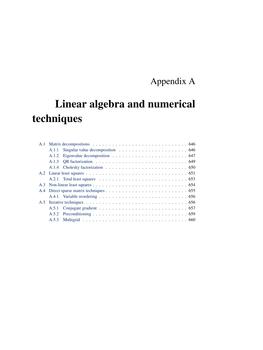 Linear Algebra and Numerical Techniques