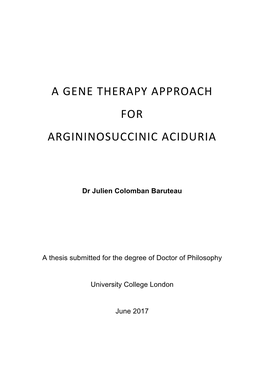 A Gene Therapy Approach for Argininosuccinic Aciduria